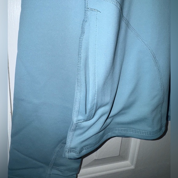 Shadow Sport Light Blue  Fitted Mock-Neck 3/4 Zip Front Athletic Jacket, Pockets - Picture 7 of 12